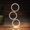 NETTLIFE LED lampe de table dimmable lampe de chevet tactile design moderne anneau en métal blanc aluminium étude