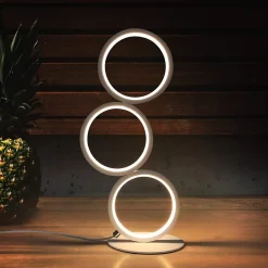 NETTLIFE LED lampe de table dimmable lampe de chevet tactile design moderne anneau en métal blanc aluminium étude