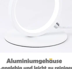 NETTLIFE LED lampe de table dimmable lampe de chevet tactile design moderne anneau en métal blanc aluminium étude
