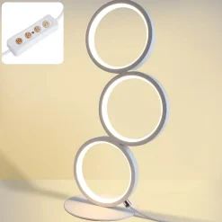 NETTLIFE LED lampe de table dimmable lampe de chevet tactile design moderne anneau en métal blanc aluminium étude