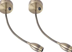 NETTLIFE LED liseuse murale lampe de lecture lit montage mural 2 lampes de lit col de cygne bronze 3W 3000K en cuivre 360