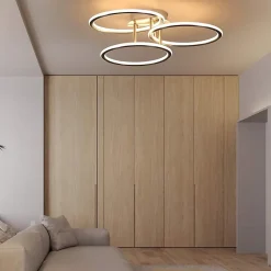NETTLIFE LED Plafonnier Moderne Anneaux Design Lumière Blanc Chaud 3000K 41W 3 Flammes