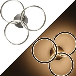 NETTLIFE LED Plafonnier Moderne Anneaux Design Lumière Blanc Chaud 3000K 41W 3 Flammes