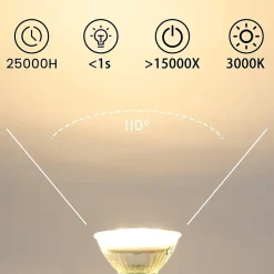 NETTLIFE Lot de 10 ampoule LED GU10 blanc chaud 5W remplace 50W, économie d'énergie 3000K