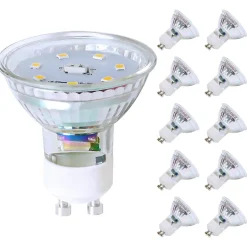 NETTLIFE Lot de 10 ampoule LED GU10 blanc chaud 5W remplace 50W, économie d'énergie 3000K