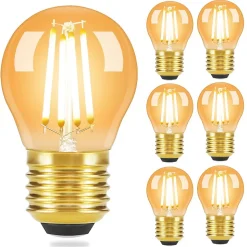 NETTLIFE Lot de 6 ampoule E27 LED Filament : G45 Vintage ampoule Edison Retro ampoule blanc chaud 2700K Bulbs 4W