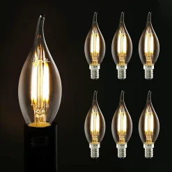 NETTLIFE Lot de 6 ampoules LED E14 4W blanc 2700K lampe bougie chaud filament rétro Edison vintage économie d'énergie en verre