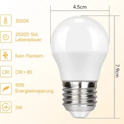 NETTLIFE Lot de 6 ampoules LED E27 blanc chaud 5 W 3000 K, ampoule blanche chaude, lampe à économie d'énergie