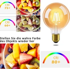 NETTLIFE Lot de 2 ampoules LED E27 lampe vintage - ampoule à filament blanc chaud G95 2700K 4W Edison