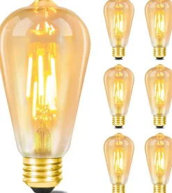 NETTLIFE Lot de 6 ampoules LED E27 blanc chaud ampoules Edison rétro 2200K ST64 lampe antique économie d'énergie 4W