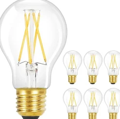 NETTLIFE Lot de 6 ampoules LED E27 vintage : ampoule A60 2700K 4W Edison à filament blanc chaud lampe antique