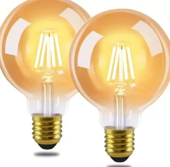 NETTLIFE Lot de 2 ampoules LED E27 vintage ampoules rétro G80 Edison à filament blanc chaud 2700K 4W économie d'énergie