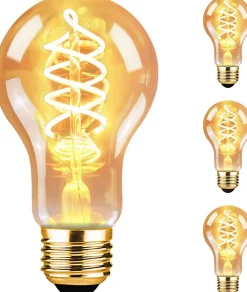 NETTLIFE Lot de 3 ampoules LED E27 blanc chaud A60 filament 2200K Edison, ampoules rétro 4W décoratives vintage
