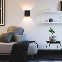 NETTLIFE Lot de 2 appliques LED intérieur extérieur 10W, noir, IP65, blanc chaud