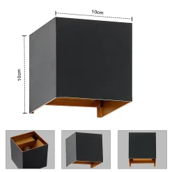 NETTLIFE Lot de 2 appliques LED intérieur extérieur 10W, noir, IP65, blanc chaud