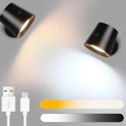 NETTLIFE Lot de 2 Applique Murale Intérieur Cage en Métal, Dimmable Moderne 360 orientable Plafonnier en Métal Design Noir