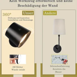 NETTLIFE Lot de 2 Applique Murale Intérieur Cage en Métal, Dimmable Moderne 360 orientable Plafonnier en Métal Design Noir