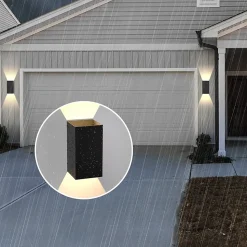 NETTLIFE Lot de 2 appliques LED extérieur intérieur - 5W IP65, noir, blanc chaud 3000K