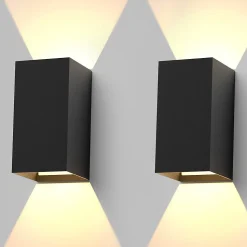 NETTLIFE Lot de 2 appliques LED extérieur intérieur - 5W IP65, noir, blanc chaud 3000K