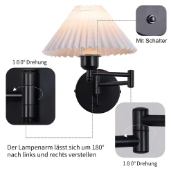 NETTLIFE Lot de 2 appliques vintage E27, rétro, orientable, max 40W, blanc