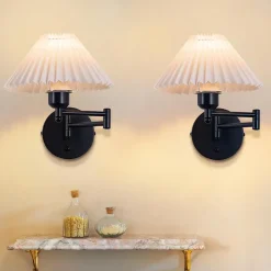 NETTLIFE Lot de 2 appliques vintage E27, rétro, orientable, max 40W, blanc