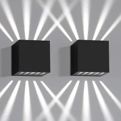 NETTLIFE Lot de 2 appliques LED intérieur extérieur - 10W, IP65, noir, blanc froid 3000K, up down