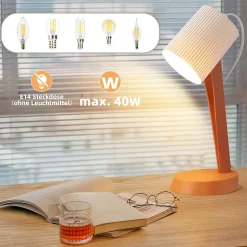 Nettlife Lot de 2 lampes de table oranges E14 modernes, câble intégral, pour salon