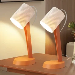 Nettlife Lot de 2 lampes de table oranges E14 modernes, câble intégral, pour salon