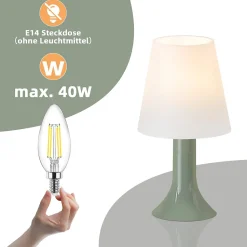 Nettlife Lot de 2 lampes de table vertes E14 modernes, câble intégral, pour salon