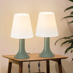 Nettlife Lot de 2 lampes de table vertes E14 modernes, câble intégral, pour salon