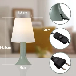 Nettlife Lot de 2 lampes de table vertes E14 modernes, câble intégral, pour salon