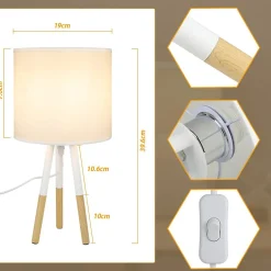 NETTLIFE Lot de 2 Lampes de Table Lampe de Chevet Moderne Blanc E27 Métal Design Salle d'étude