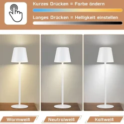 Nettlife Lot de 2 lampes de chevet LED, 2600mAh, rechargeable, tactile, blanc, USB, pour extérieur