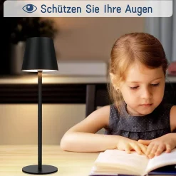 Nettlife Lot de 2 lampes de chevet LED, 2600mAh, rechargeable, tactile, noir, USB, pour extérieur