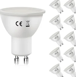 NETTLIFE Lot de 10 lampes LED GU10 Blanc chaud 3000K 6W remplace les ampoules à incandescence 60W économie d'énergie