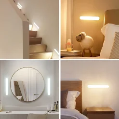 NETTLIFE Lumière d'armoire LED de cuisine avec capteur de mouvement - Lampe de cuisine rechargeable USB Lumière d'armoire 24CM