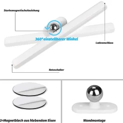 NETTLIFE Lumière d'armoire LED de cuisine avec capteur de mouvement - Lampe de cuisine rechargeable USB Lumière d'armoire 24CM
