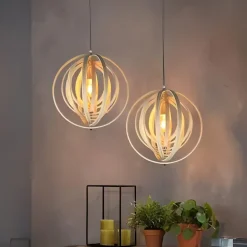 NETTLIFE Lustre en bois blanc, suspension Vinatge E27, style maison de campagne