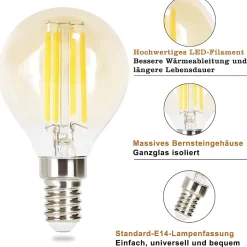 NETTLIFE Pack de 6 Ampoules LED E14 lampe vintage - G45 Rétro 2700K 4W blanc chaud
