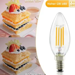 NETTLIFE Pack de 6 ampoules LED E14 lampe bougie blanc chaud de 4W 2700K à filament Edison C35 rétro
