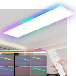 NETTLIFE Panneau LED 100 x 25 cm - Plafonnier à intensité variable, rétroéclairage RVB, 24 W, blanc chaud, blanc neutre