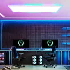 NETTLIFE Panneau LED 100 x 25 cm - Plafonnier à intensité variable, rétroéclairage RVB, 24 W, blanc chaud, blanc neutre