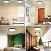 NETTLIFE Panneau LED plafonnier noir éclairage de plafond plat rond IP44 LED blanc neutre