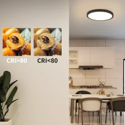 NETTLIFE Panneau LED plafonnier noir éclairage de plafond plat rond IP44 LED blanc neutre