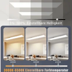 NETTLIFE Panneau LED 120x30 dimmable avec télécommande 40W