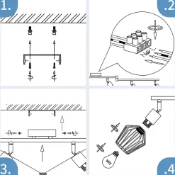 NETTLIFE Plafonnier 6 Ampoules E14 spot de plafond rétro blanc orientable LED