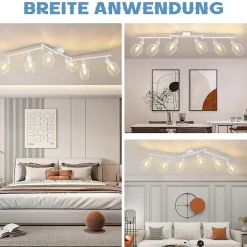 NETTLIFE Plafonnier 6 Ampoules E14 spot de plafond rétro blanc orientable LED