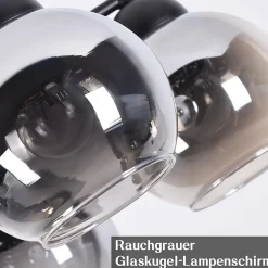 NETTLIFE Plafonnier 5 flammes E27 boule en verre vintage lampe de couloir installation facile, sans ampoule, noir