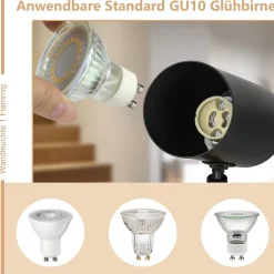 NETTLIFE Plafonnier 1 flamme Bois - Noir Plafonnier couloir Métal Rétro GU10 Plot de plafond pivotant Max.40W