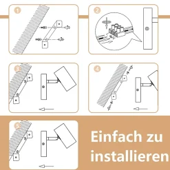 NETTLIFE Plafonnier 1 flamme Bois - Noir Plafonnier couloir Métal Rétro GU10 Plot de plafond pivotant Max.40W